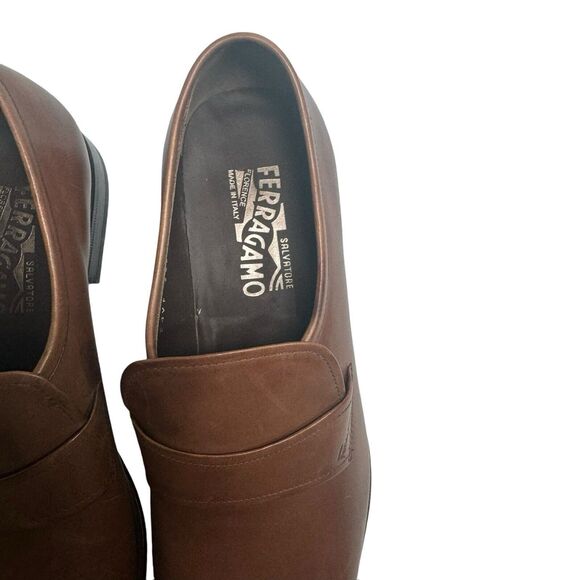 Salvatore Ferragamo Classic Brown Leather Slip-On Loafers main image 14